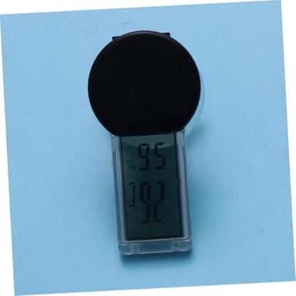 POPETPOP Suction Cup Thermometer Hygrometer for Indoor Reptile Box with Digital Temperature and Humidity Portable Wall Mountable Humidity Gauge for Home Bedroom Office Use Black