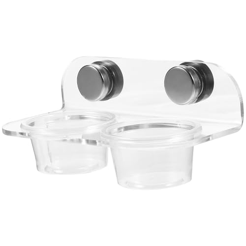 Kisangel Magnetic Reptile Feeding Cup Ledge Gecko Feeder Ledge with 20 Cups Acrylic Food and Water Dish for Small Lizards Terrarium Feeding Rack 4.72 X 2.55 X 2.16 in