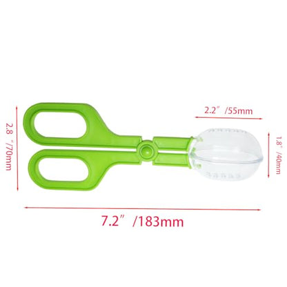 2PCS Amphibian Feeding Tongs Green 6.7 inches Long Reptile Dung Scoop Cleaning Tool for Bearded Dragons Lizards Geckos Small Turtles Frogs and Other Reptile Pets