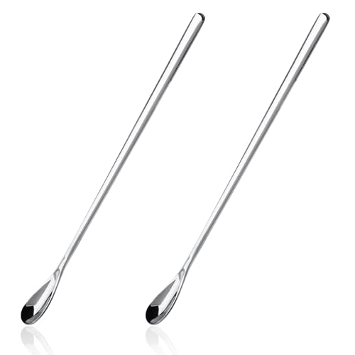 Abeillo 2Pcs Crested Gecko Feeding Spoon, Stainless Steels Reptile Spoon, 7.6 Inch Long Handle Crested Food Feeding Spoon for Gecko Lizard Gargoyle Bearded and Other Small Animals