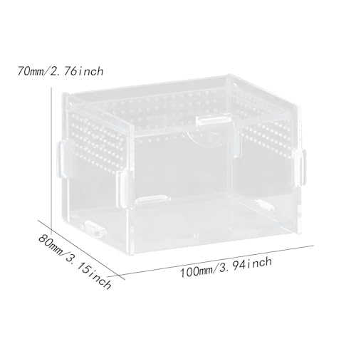 Reptile Breeding Box Acrylic Terrarium Container with Ventilation Holes for Snakes Turtles Chameleons Frogs Geckos Small Animal Habitat- 10x8x7cm