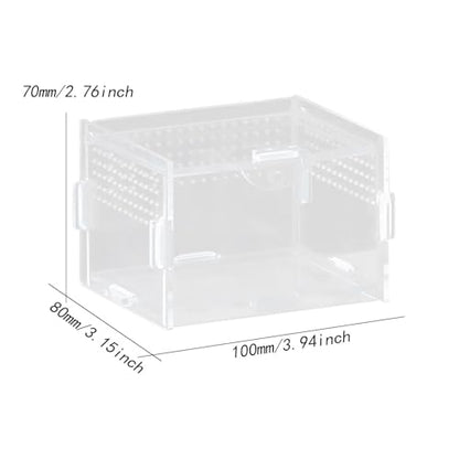 Reptile Breeding Box Acrylic Terrarium Container with Ventilation Holes for Snakes Turtles Chameleons Frogs Geckos Small Animal Habitat- 10x8x7cm