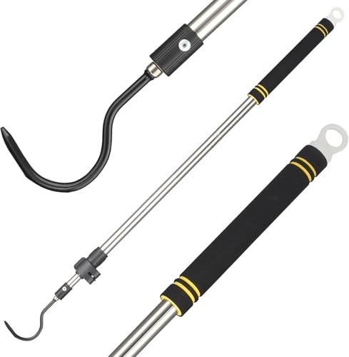 Snake Hooks, Stainless Steel Snake Hook Extendable Handled Desigh for Removling Large or Small Snakes and Reptiles Rattlesnakes Python Copperhead Stainless Steel Handle 35"-65" - size: 35-64inch
