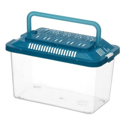 FOMIYES Plastic Turtle Fish Tank with Handle, Clear Aquarium Container for Small Pets, Tortoise Habitat, Goldfish Bowl, Reptile Transport Box, 5.11 X 3.54 X 3.54 Inch