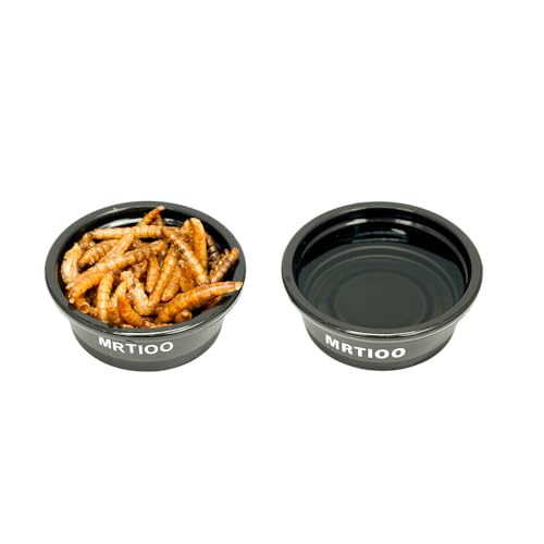 Lizard Crested Gecko Food Water Feeding Cups, 100 pcs, 0.5oz - Black | Reptile Feeder Bowls, for Lizard and Other Small Pet Ledge Accessories Supplies