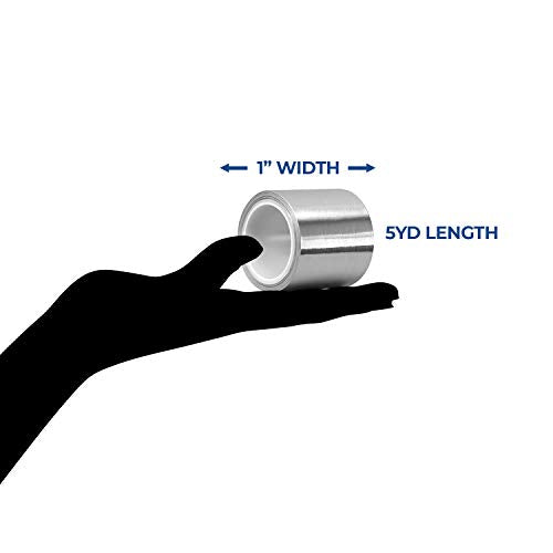 3M 1-5-3311 Silver Aluminum Foil Tape - 1 Inches Width x 5 Yards Length Vapor Resistant Rubber Adhesive Foil Tape Roll. Adhesives and Tapes, 1.0 Count (Pack of 2) - size: 1 Inches Width x 5 Yards Length (Pack of 2)