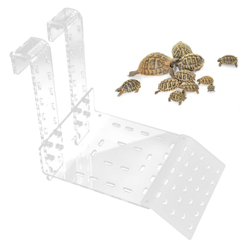 Zerodis Turtle Basking, Transparent Tortoise Resting Terrace Aquatic Reptile Basking Turtle Hanging Ramp Climbing Shelf for Aquarium(TC) - color: Tc