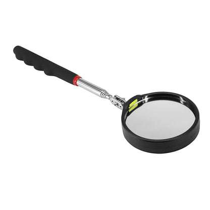 Telescoping Inspection mirror with Lighted,extendable Round Mirror on a stick for Checking Vehicle, Observing and Small Parts Extended Mechanic Tool for Automotive and Shower Use mirror - style: Roud