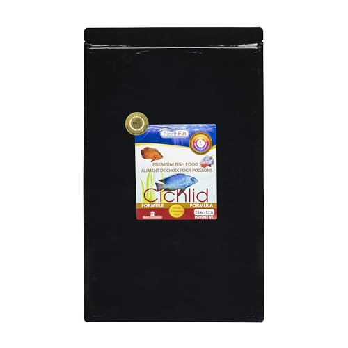 Northfin Cichlid Fish Food, Slow-Sinking Pellets, 1mm, 2.5kg | Cichlid Formula; slow-sinking pellets for carnivorous & omnivorous cichlids; whole Antarctic krill meal; crafted in Canada