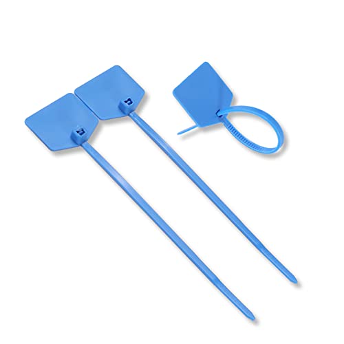 100PCS Blue Self Locking Nylon Waterproof Shipping Tags | Writable Marker Ties Luggage Identification Tags, Plastic Straps Label Mark Tag, Seal Tags Zip Tie for Labeling - color: Blue