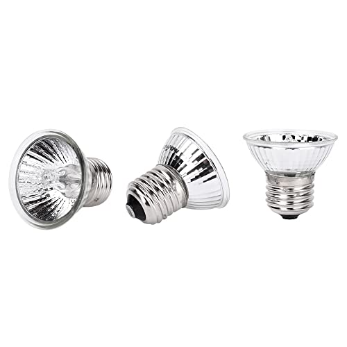 50W UVA UVB Reptile Light Bulb Habitat Basking Heat Full Spectrum Sun Lamp Turtle Tank Accessories Sunbathe for Lizard Amphibians Turtle Heat Lamp, (3-Pack)