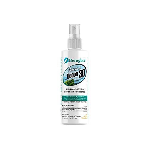 Benefect Botanical Decon 30 Disinfectant Cleaner, 4 oz. Spray Bottle, Light Lemon & Thyme Scent, Professional Botanical Cleaner, Kills Over 99.99% of Germs, Safe for Food-Contact Surfaces (Pack of 4) - size: 4.02 Fl Oz (Pack of 4)