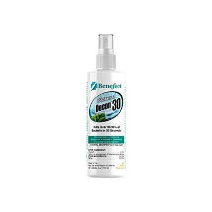 Benefect Botanical Decon 30 Disinfectant Cleaner, 4 oz. Spray Bottle, Light Lemon & Thyme Scent, Professional Botanical Cleaner, Kills Over 99.99% of Germs, Safe for Food-Contact Surfaces (Pack of 4) - size: 4.02 Fl Oz (Pack of 4)