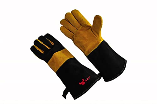 G & F Products Premium Leather BBQ Gloves, Suede Palm, 14.5-In, 1 Size - style: Suede Finish Overall