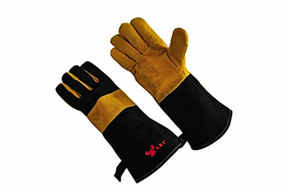 G & F Products Premium Leather BBQ Gloves, Suede Palm, 14.5-In, 1 Size - style: Suede Finish Overall