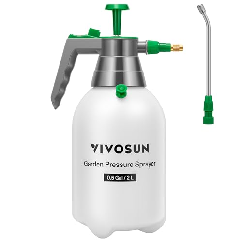 VIVOSUN 2L Pump Sprayer, 68oz Water Spray Bottle with Safety Valve | Handheld Garden Sprayer, Adjustable Nozzle, Extended Spray Rod & Additional Seals, Ideal for Watering, Fertilizing, Cleaning - size: 68 ounce