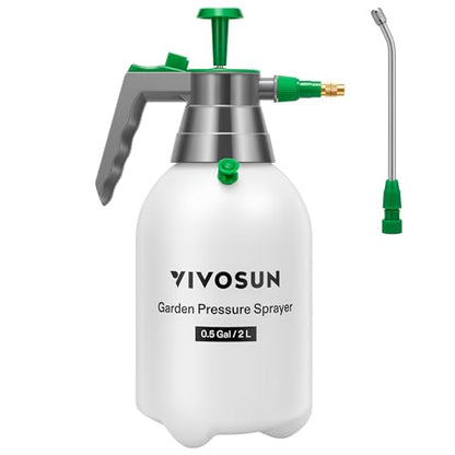 VIVOSUN 2L Pump Sprayer, 68oz Water Spray Bottle with Safety Valve | Handheld Garden Sprayer, Adjustable Nozzle, Extended Spray Rod & Additional Seals, Ideal for Watering, Fertilizing, Cleaning - size: 68 ounce