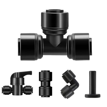 45 Pack Quick Connect 1/4" Drip Tubing Irrigation Fittings Kit Universal 1/4'' Drip Irrigation Tubing Connectors Leak Free Fitting Set Includes 10 Tee 10 Coupling 10 Elbow 10 End Cap 5 Shut Off Valve - size: 45PCS 1/4" Connector Fittings Kit