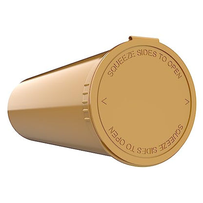 60 Dram CR Plastic Packaging Pop Top Containers - Child Resistant Travel Holder Vial Bottles - 75 qty (Gold) - color: Gold