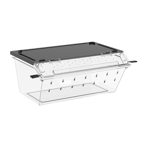 Reptile Feeding Box Enclosure Cage Flexible Landscaping Space Hatching Case Breeding Tank for Scorpions Hermit Crabs, Black