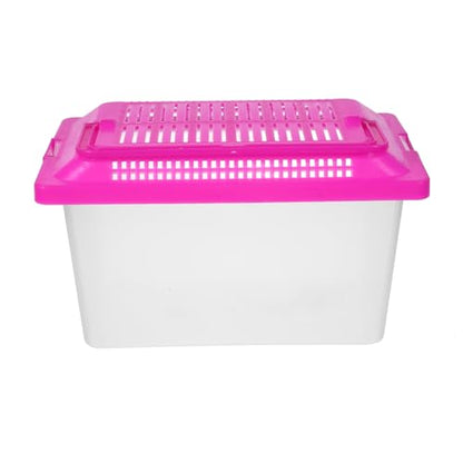 Portable Handheld Turtle Tank Transparent Fish Aquarium Container for Reptiles Unique Escape-Prevention Design for Home Travel - color: Transparent
