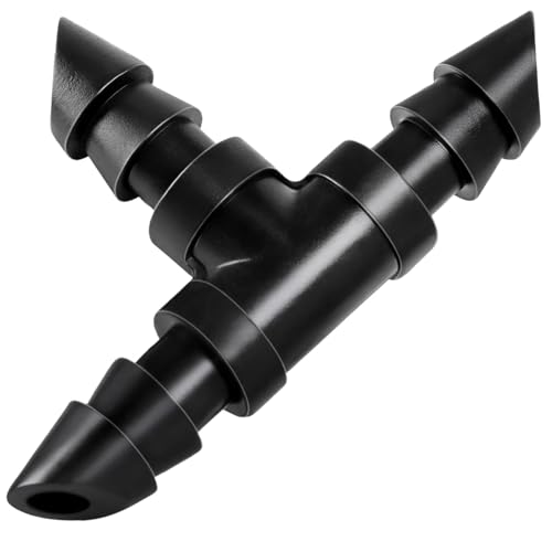 RedChili 110 Pack Drip Irrigation Universal 1/4" Barbed Tee Fitting, Drip System Parts Double Barbed T Connectors Fits 1/4-Inch Drip Tubing Irrigation for Drip Line Connection - size: 1/4" Barbed Tee