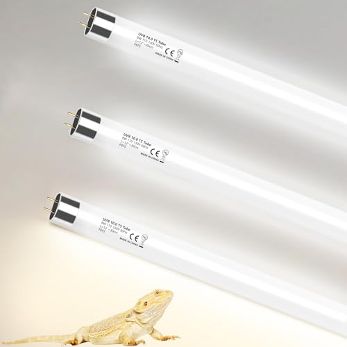 3 Pack T5 10.0 UVB Reptile Light Bulbs 8W 12" – UVA UVB Light Tube for Bearded Dragons, Turtles, Chameleons, Lizards, and Amphibians – Reptile UVB Bulbs for Desert & Tropical Habitats - color: Bulb White, size: 8W 12 Inch