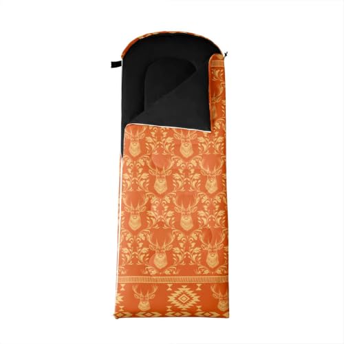 Erosebridal Hawk Moth Camping Sleeping Bags Teens Spooky Aztec Backpacking Camping Blanket Full Body Travel Wrap Sleep Bag - color: Orange Rustic Deer