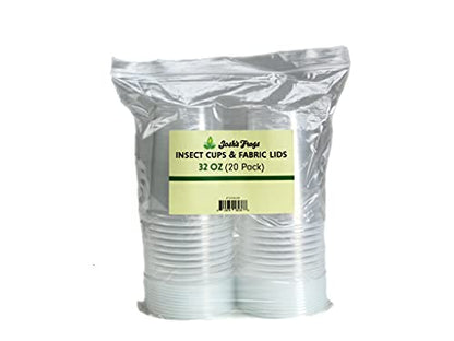 Josh's Frogs 32 oz Fruit Fly Cup and Fabric Lid- 20 Pack - size: 20 Count (Pack of 1), style: Fabric Lid