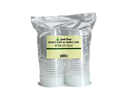 Josh's Frogs 32 oz Fruit Fly Cup and Fabric Lid- 20 Pack - size: 20 Count (Pack of 1), style: Fabric Lid