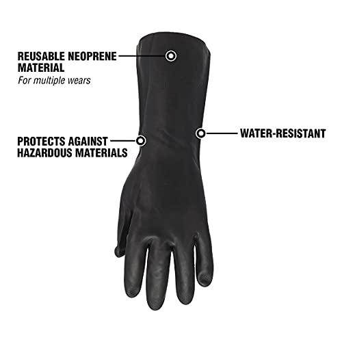 Flexzilla Pro GC400PL Heavy Duty Cleaning, Neoprene, 13, Black, L Long Cuff Gloves, Large (Pack of 1) - size: Large (Pack of 1)