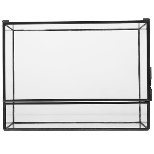 Happyyami Glass Terrarium Micro Landscape Container for Indoor Desktop Ecosystem Moss Planter Small Geometric Glass Holder 145x80x195mm Suitable for Succulent and Moss Gardening