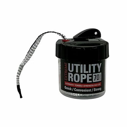 Rapid Rope Canister, 70ft White Tactical Paracord, 1100lb Test, USA Made | Heavy Duty Poly Rope Test Cord, Non-Tangle Dispenser Included, For Hiking, Camping, Survival, Utility, Stocking Stuffer, Gift - size: 70ft, style: White