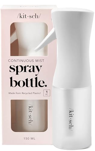 Kitsch Continuous Spray Bottle for Hair – White, 150ml | Fine Mister Spray Bottle & Water Spray Bottle – Recycled Hair Spray Bottle – Spray Bottles for Cleaning, Styling, & More - color: White