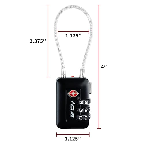 TSA Accepted Luggage Travel Lock, Set-Your-Own Combination Lock for School Gym Locker, Luggage Suitcase Baggage Locks, Filing Cabinets, Toolbox, Case (Black, 4 Pack) - color: Black 4-Pack