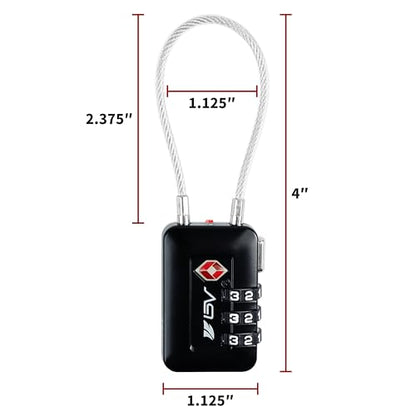 TSA Accepted Luggage Travel Lock, Set-Your-Own Combination Lock for School Gym Locker, Luggage Suitcase Baggage Locks, Filing Cabinets, Toolbox, Case (Black, 4 Pack) - color: Black 4-Pack