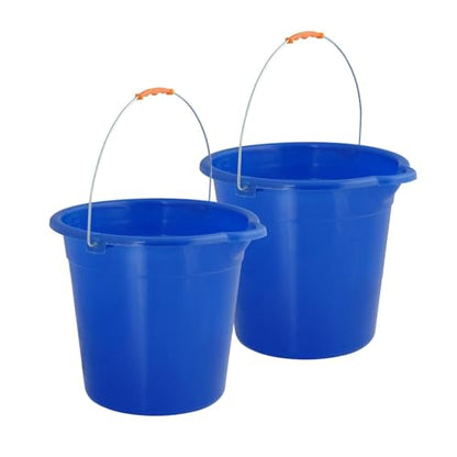 Superio 2.75 Gallon Plastic Mop Bucket with Grip Handle, Utility Pail for Cleaning, Car Wash, Fishing, Camping & Household Use, 10 Liter, Royal Blue - 2 Pack - color: Royal Blue, size: 2 Pack
