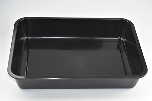 OMEM Reptile Food Bowl Large Water Dish, Wood Plate, Bowl Turtles (M=31.5 * 23.8 * 4.7, Black) - color: black, size: M=31.5*23.8*4.7