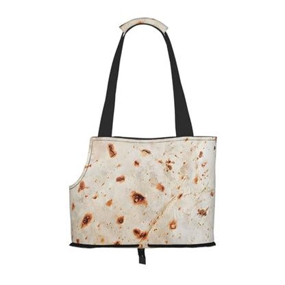 Small Pet Carrier Purse Bag, Taco Crust Print Shoulder Bag for Dogs Cats, Puppy Tote Travel Handbag - color: Taco Crust