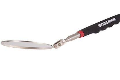 Steelman 29-Inch Telescoping Auto Inspection Mirror, Durable Steel, Articulating 3.25-Inch Round Mirror, Contoured Grip - size: 29 inches