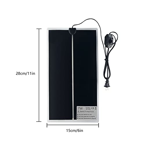 Reptile Heating Mat, 2PCS Reptile Heating Pad with Temperature Adjustment for Reptiles Tortoise Snakes Lizard Gecko Hermit Crab Amphibians - Removable Terrarium Heat Mats(7W, 6x11 inches) - size: 2PCS,7W