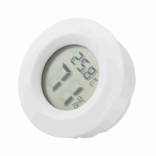Mini Round Digital LCD Thermometer Hygrometer Portable DesignTemperature Humidity Monitor for Reptile Terrarium(White) - color: White