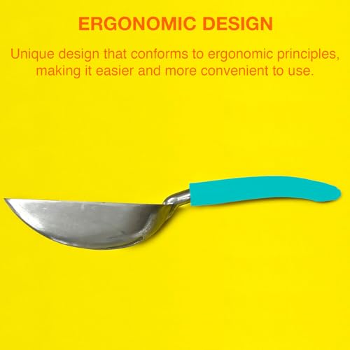 Cat Litter Scoop, Kitty Metal Scooper, Aluminum Alloy Sifter, Kitten Pooper Lifter, Deep Shovel, Long Handle, Poop Sifting, Durable, Heavy Duty, for Litter Box - color: Flat Aluminum-Aqua Handle, size: Small