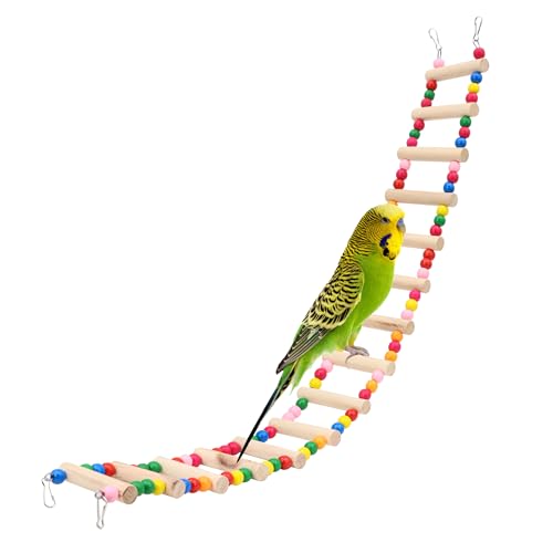 15-Step Bird Ladder Bridge,28.74 x 3.15 inch Raw Wood and Edible Dye | Pet Hamster Climbing Ladder Swing Toys Suitable for Small to Medium Birds,Bird Cage Accessories (15 Ladders) - size: 15 Ladders