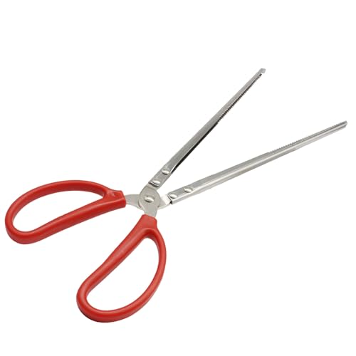 15 Inch Snake Feeding Tongs, Serrated Tip Steel Reptile Tweezers | Safe Extended Feeding Distance, Non-Slip Silicone Handle Grip, Versatile For Terrarium And Aquarium Maintenance