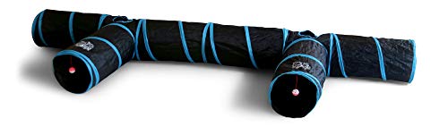 Premium 3 Way Cat Tunnel. Extra Large 12 Inch Diameter and Extra Long. A Big Collapsible Play Toy. Wide Pet Tunnel Tube for Other Pets Too! (3 Way Two Pack + Teaser Wand!) - color: 3 Way Two Pack + Teaser Wand!