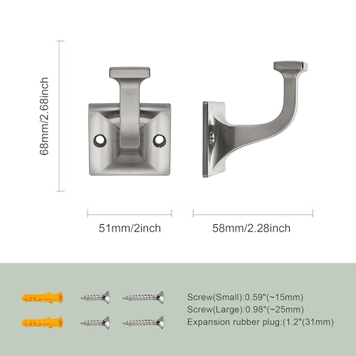 SAILING 3 Pack Coat Hooks - Brushed Nickel Robe Hooks Decorative Wall Hooks for Bathroom Bedroom Kitchen Towel Robe Clothes Cabinet Closet Bathroom Hardware - color: Brushed Nickel