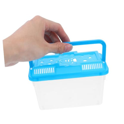 Abaodam 4Pcs Mini Transparent Fish Tank Carrier with Handle Portable Pet Breeding Box for Fish Turtles and Small Reptiles Aquarium Container with Bright Color Lid for Easy Observation