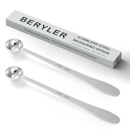 2PCS 1Teaspoon(1tsp, 1/3tbsp, 5ml) Extra-long Handle Measuring Spoon | 18/8(304) Stainless Steel, Food-Grade, High Precision, Durable, ‌Rust-Free, Dishwasher-Safe, Easy-Read Marking - size: 1tsp|5ml