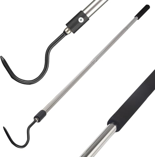 Snake Hook Heavy Duty, Snake Hook Retractable 35"-65" Catcher Hook for Rattlesnakes Ball Python Rattle Cobra Removal Non-Slip Foam Handle and Thickened Stainless Steel - size: 65inch